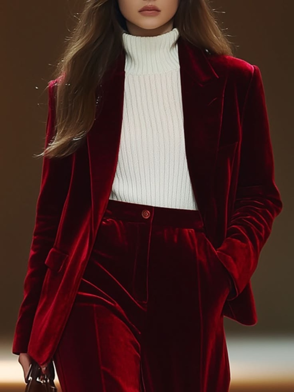 Oyrosy Velvet Red Women's Suit